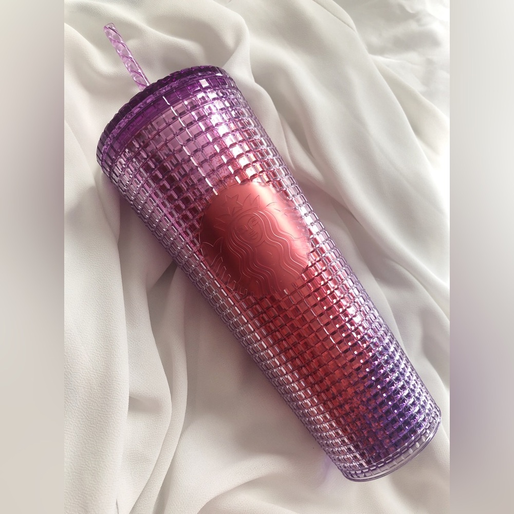 Starbucks 2021 Summer Purple and Reddish-hue Grid Kaleidoscope 24 oz Tumbler